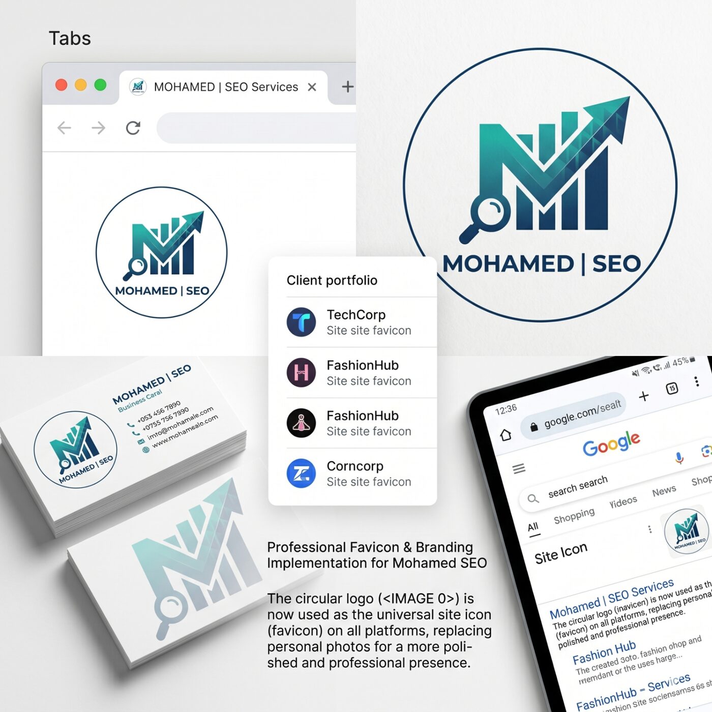 Mohamed SEO branding showcase across platforms
