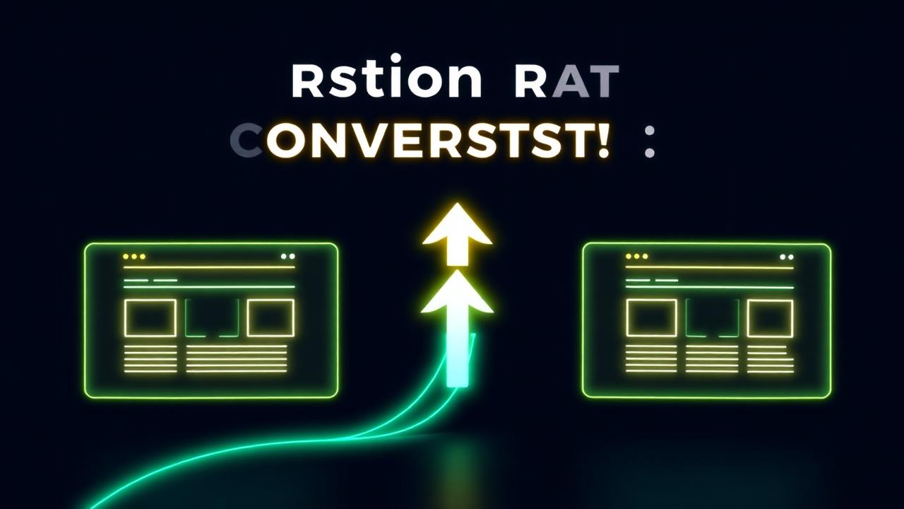 A/B test split view with two glowing landing pages