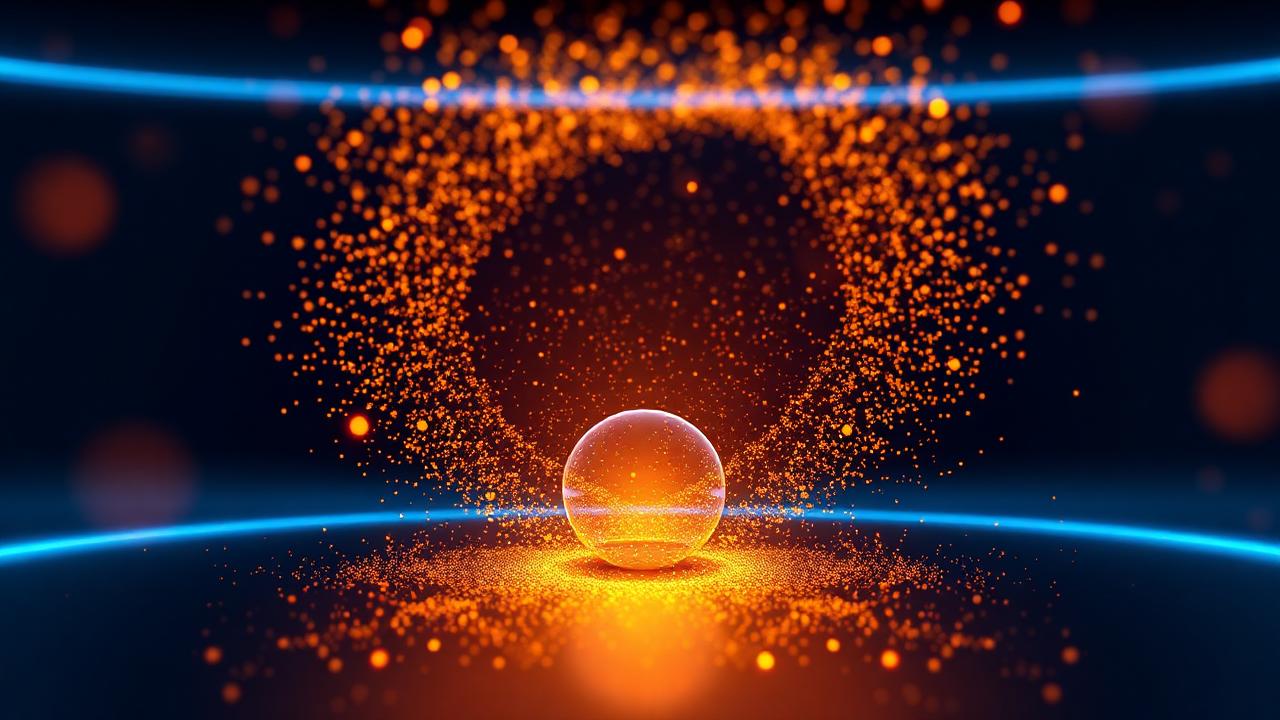 Glowing magnetic field pulling golden particles representing customer attraction