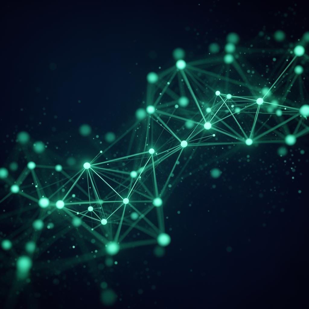 Glowing network of connected nodes representing backlinks