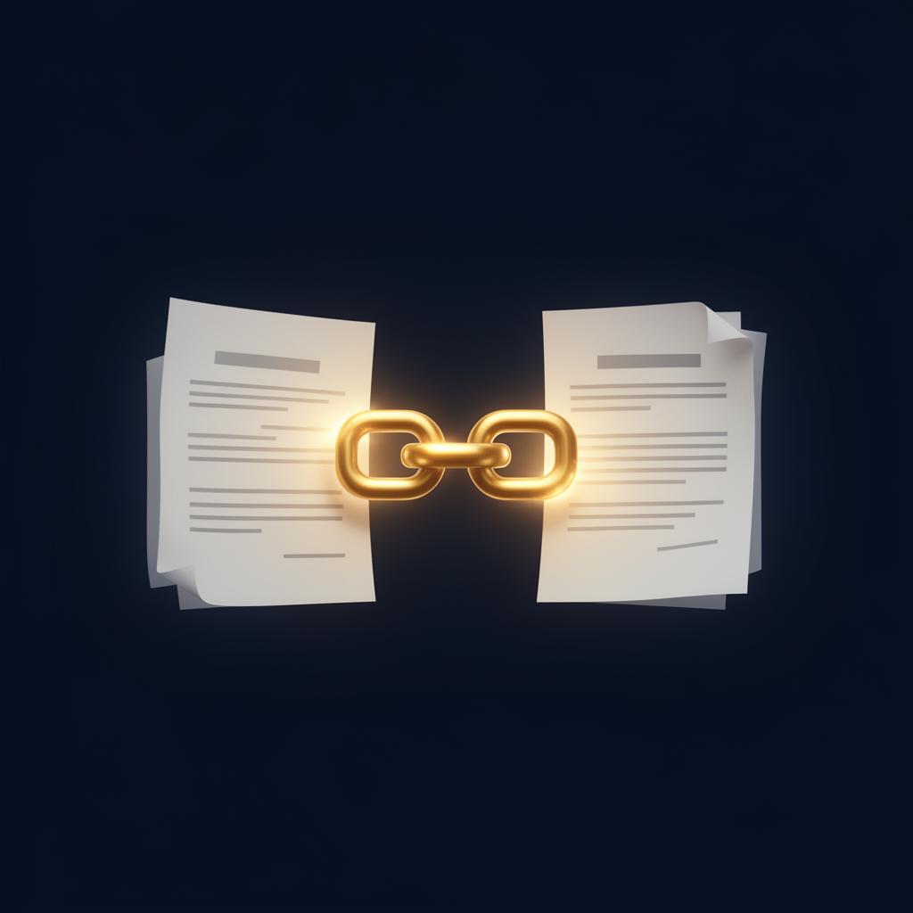 A golden chain linking two documents — symbol of backlinks